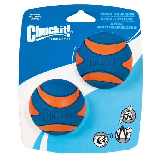 Chuckit - Ultra squeaker bal 2-pack verkrijgbaar in de maten s &amp; m