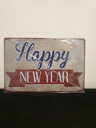 Metalen tekstbord &#039;Happy new year&#039;