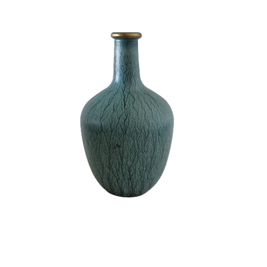 Vase handpainted green/gold