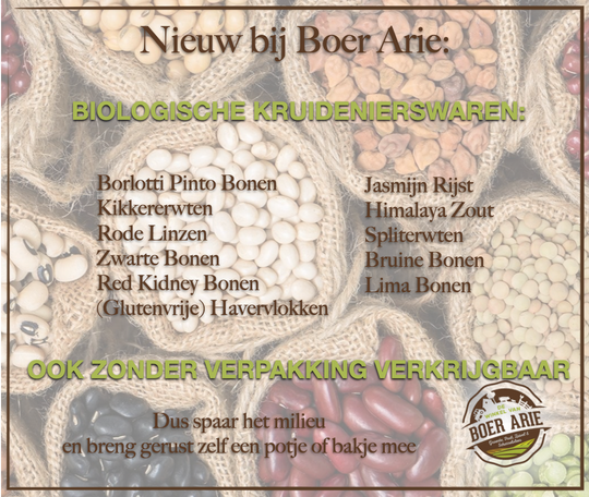 Nieuw bij Boer Arie: Kruidenierswaren!