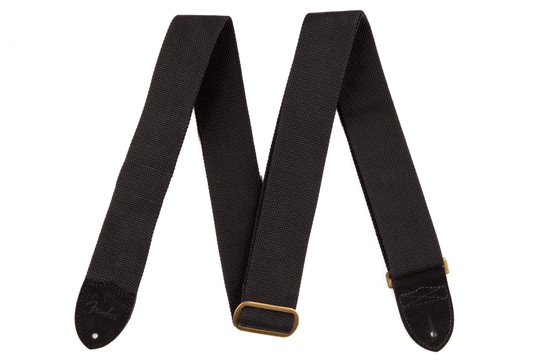 Fender Cotton Leather Strap BLK 