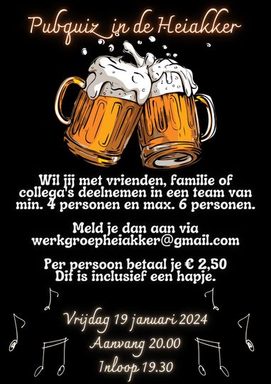 Nieuw: Pubquiz in de Heiakker!