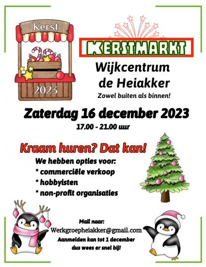 Deelnemers Kerstmarkt Heiakker 16 december 2023